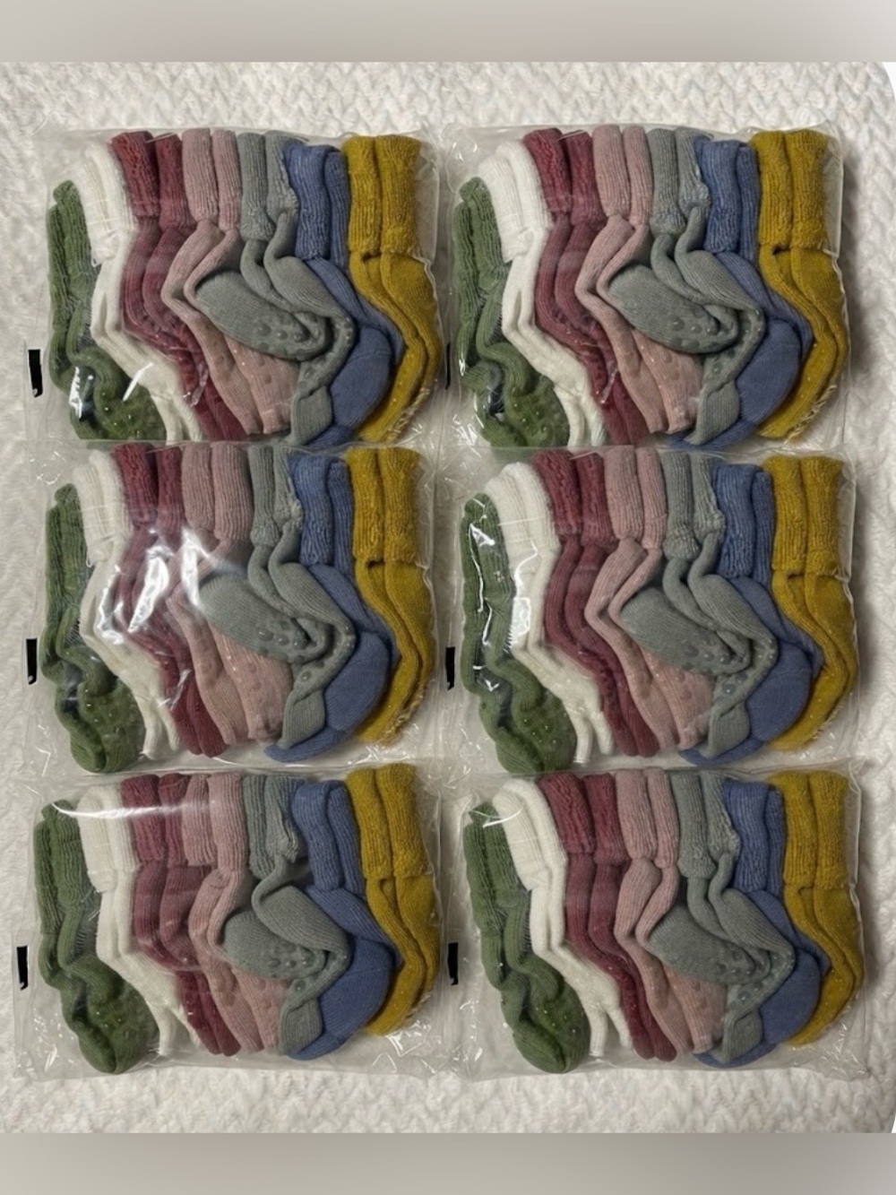 Baby Socks with Grips Size 6-12 Months - 6 
Packs of 7 Each - NEW